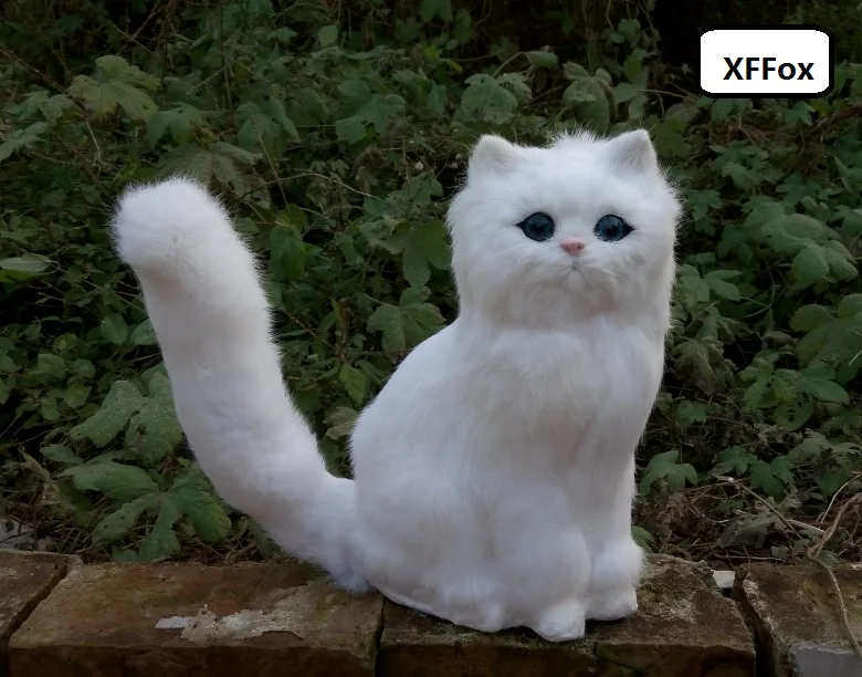 Большая реальная жизнь Сидящая кошка модель пластик и меха Красивая Белая кукла