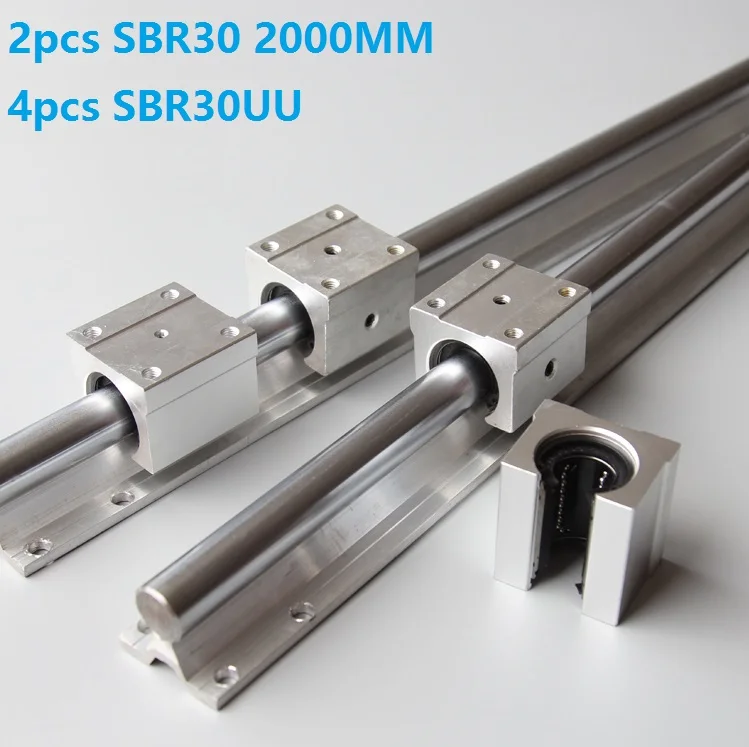 

2pcs SBR30 -L 2000mm linear guide support rail + 4pcs SBR30UU linear bearing blocks CNC router parts linear rail