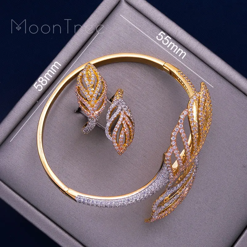 ModemAngel Роскошные листья Стразы Свадебные Ювелирные наборы с кубическим цирконием