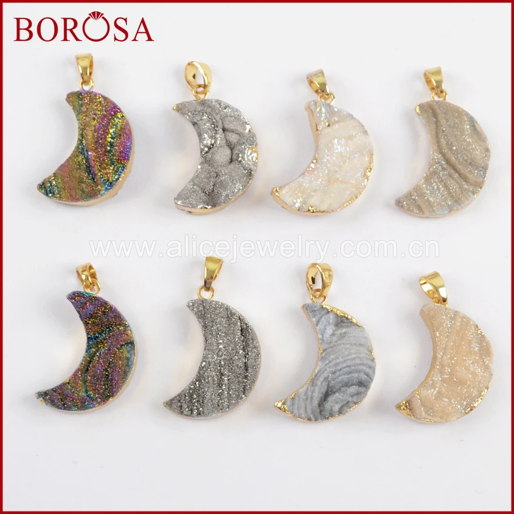 Бусины-подвески BOROSA из титана радуги Луны кварца для ожерелья ювелирные изделия