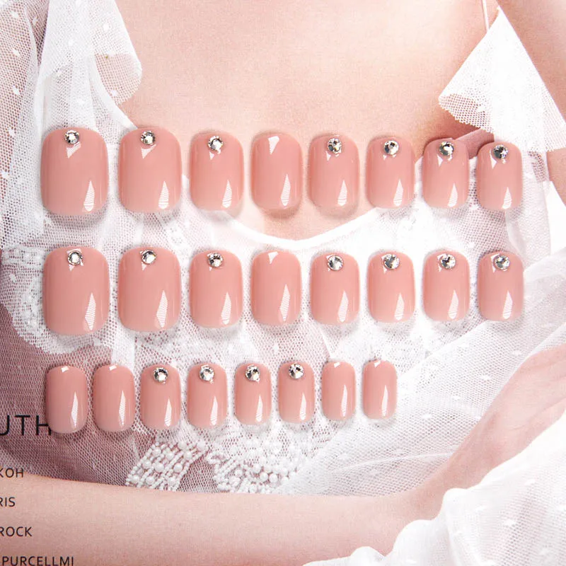 Милый французский телесный цвет стразы накладные наклейки для ногтей съемные