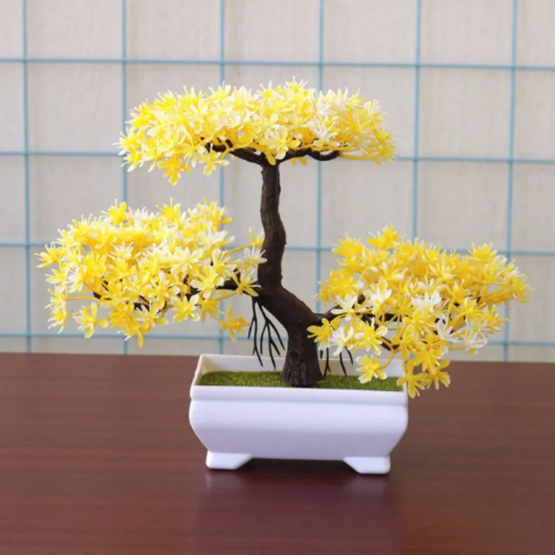 Мятно-зеленый Fake Artificial Plants Bonsai Potted Plant Mini Simulation Pine Tree Home Decor - Цвет: Мятно-зеленый