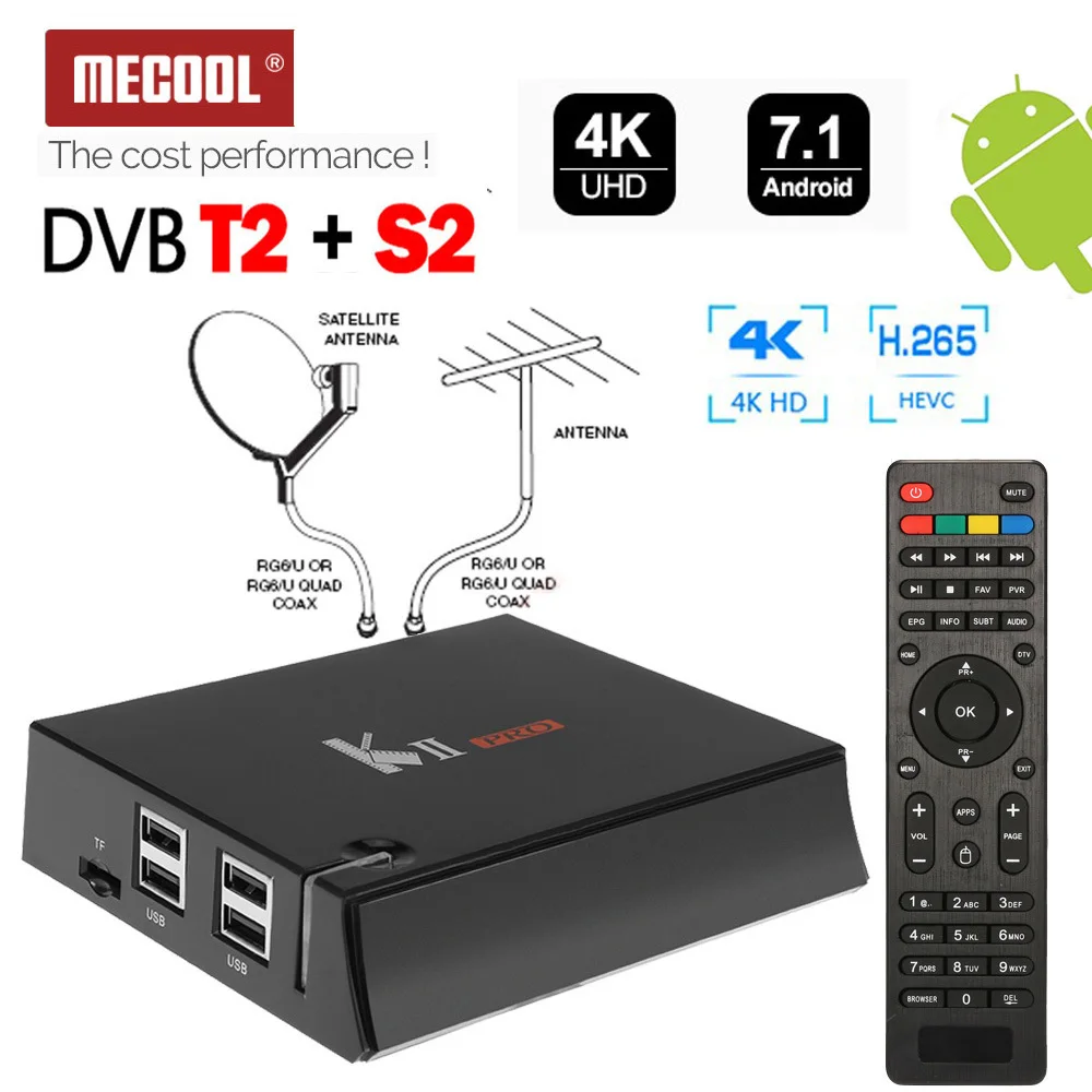 KII PRO DVB S2 T2 Android 7 1 Smart tv Box 4K S905d четырехъядерный 2 Гб 16 медиаплеер двойной Wifi