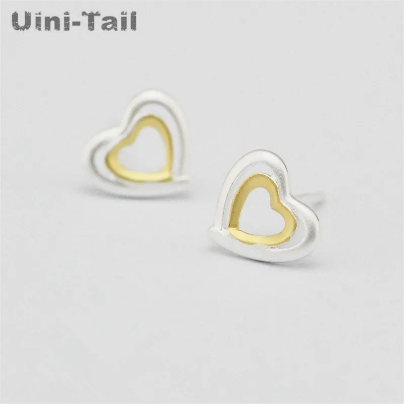 Uini Tail хит продаж новинка 925 пробы серебряные двухцветные полые серьги в форме