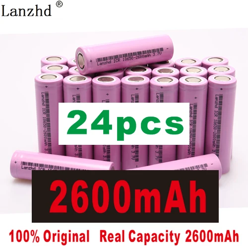 24 PCS 8-40 шт 18650 перезаряжаемая батарея 2600mAh литий-ионные батареи 3,7 V для samsung 18650 литиевая батарея для фонарика ноутбука - Цвет: 24 PCS