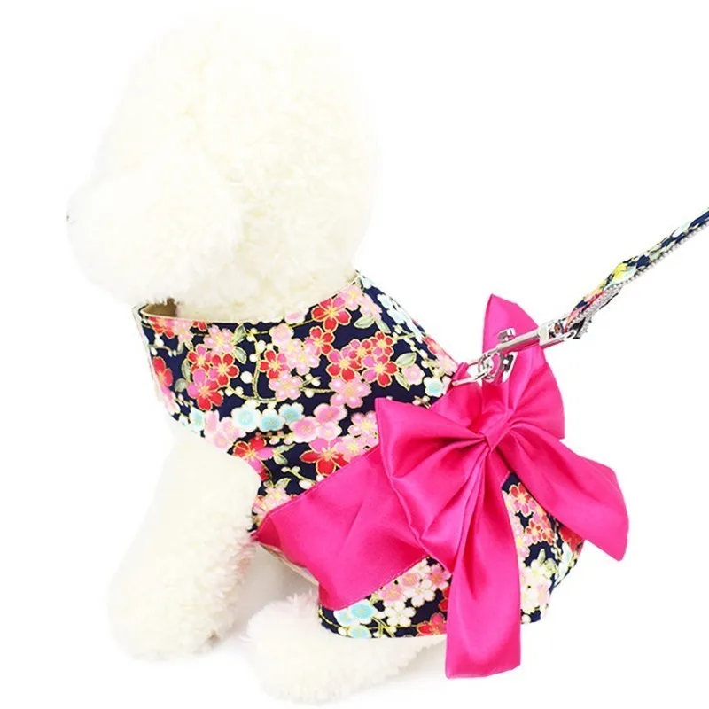 Ошейник для маленьких собак и кошек регулируемый поводок прогулок шлейка