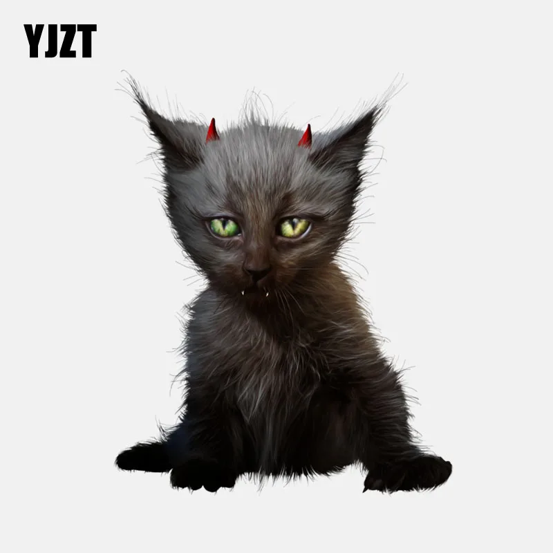 

YJZT 13.9CM*14.7CM Halloween Vampire Black Cat Decal PVC Car Sticker 11-01080