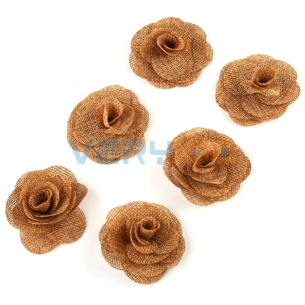 Новинка 6X ручная работа Hessian Burlap розы потертые шикарные цветы деревенский