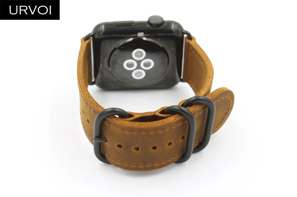 Ремешок URVOI для apple watch series 6 SE 5 4 3 2 классический кожаный браслет ручной работы в