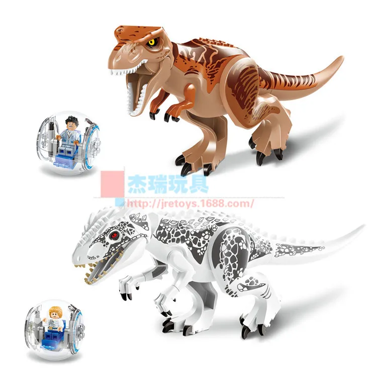 ЛЕЛЕ 79151 Юрского Dinosaur world 2 шт./лот Тираннозавров Рекс Minifigure Строительные Блоки