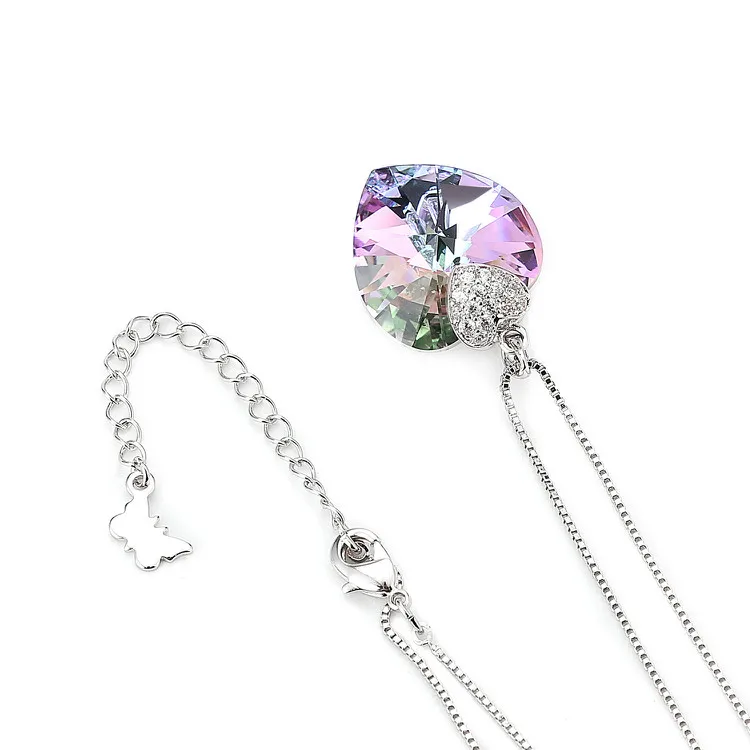 Swarovski Ожерелье для женщин в форме сердца аметист кристалл кулон ожерелье хорошее ювелирное изделие чокер колье подарок для леди ожерелье