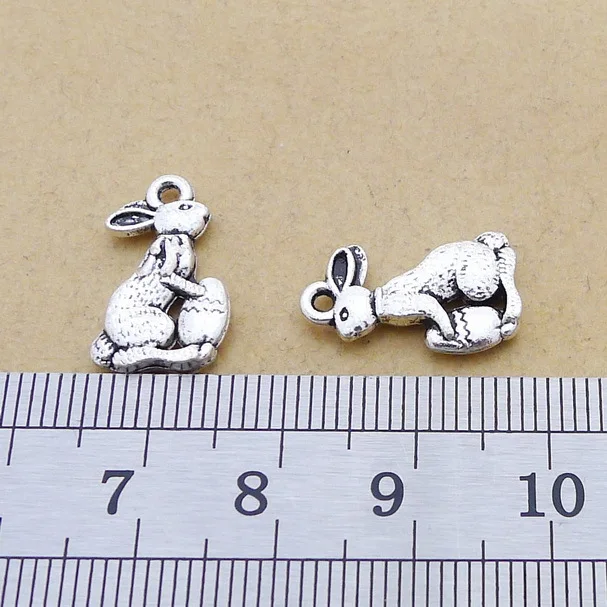

50pcs charm rabbit Antique silver pendants 10*17mm 1.4g Handmade Jewelry Making DIY European Alloy jewelry accessories Hot sale