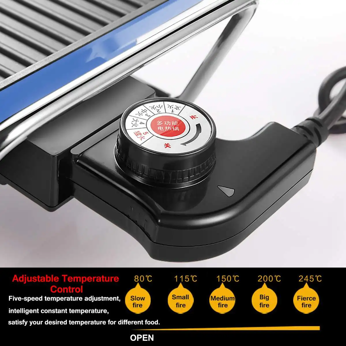 1500 Вт 220 В кухня Электрический гриль для барбекю Teppanyaki-жесткая антипригарная поверхность горячая пластина 5 видов регулируемого контроля температуры