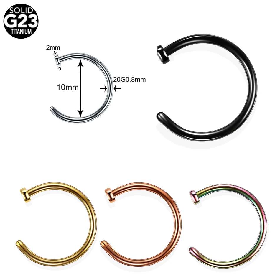 5PCS Titanium Labret Helix Tragus Piercing Fake Clip on Nose Stud Rings Nostril Earring Cartilage Septum Rings Piercing Jewelry