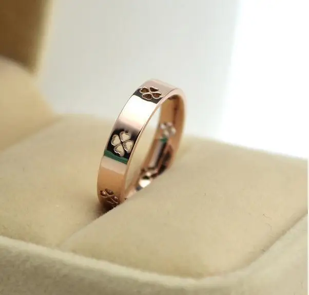 Кольцо YUN RUO с розовым Золотой Пирсинг клевером на удачу модное Ювелирное