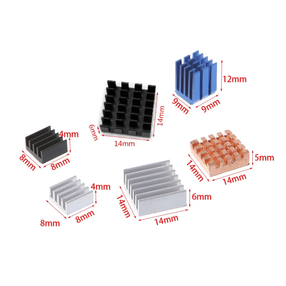 12 Pcs/Set Heat Sink Aluminum Copper Radiator Cooler Kit For Raspberry Pi 2 / 3 Long Use | Компьютеры и офис
