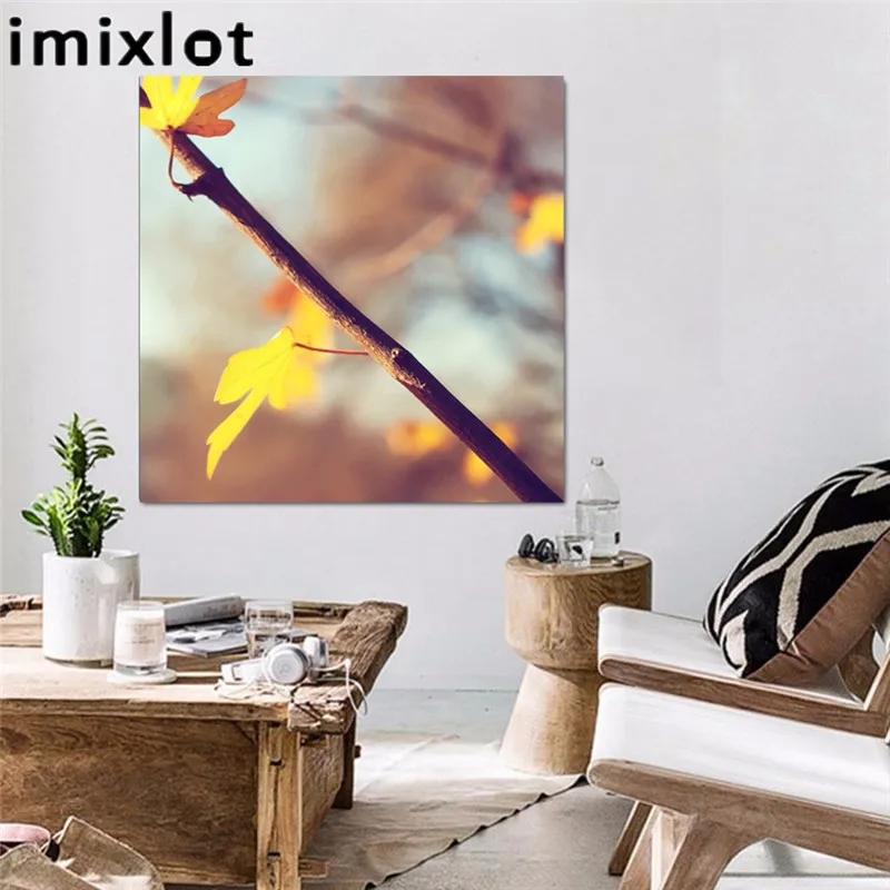 Imixlot лес осенний пейзаж желтые листья картина на стене ручная роспись маслом