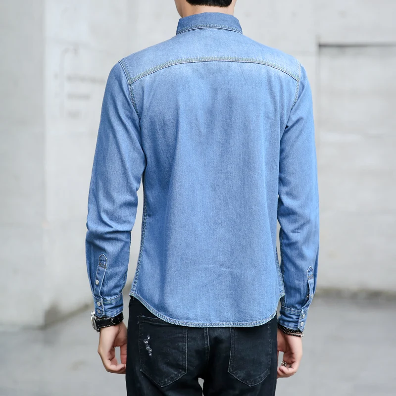 Trust мечта осень весна Для мужчин тонкий деним с длинными рукавами рубашка
