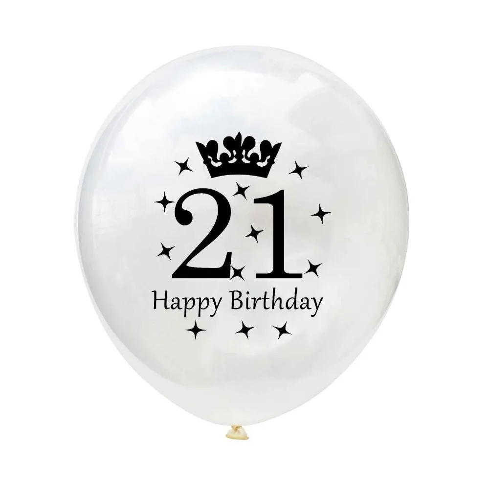 5pcs 12Inch Crown Confetti Clear Balloons Latex Princess Boy Birthday Balloons 18 20 30 40 50 Anniversary Wedding Party Decor