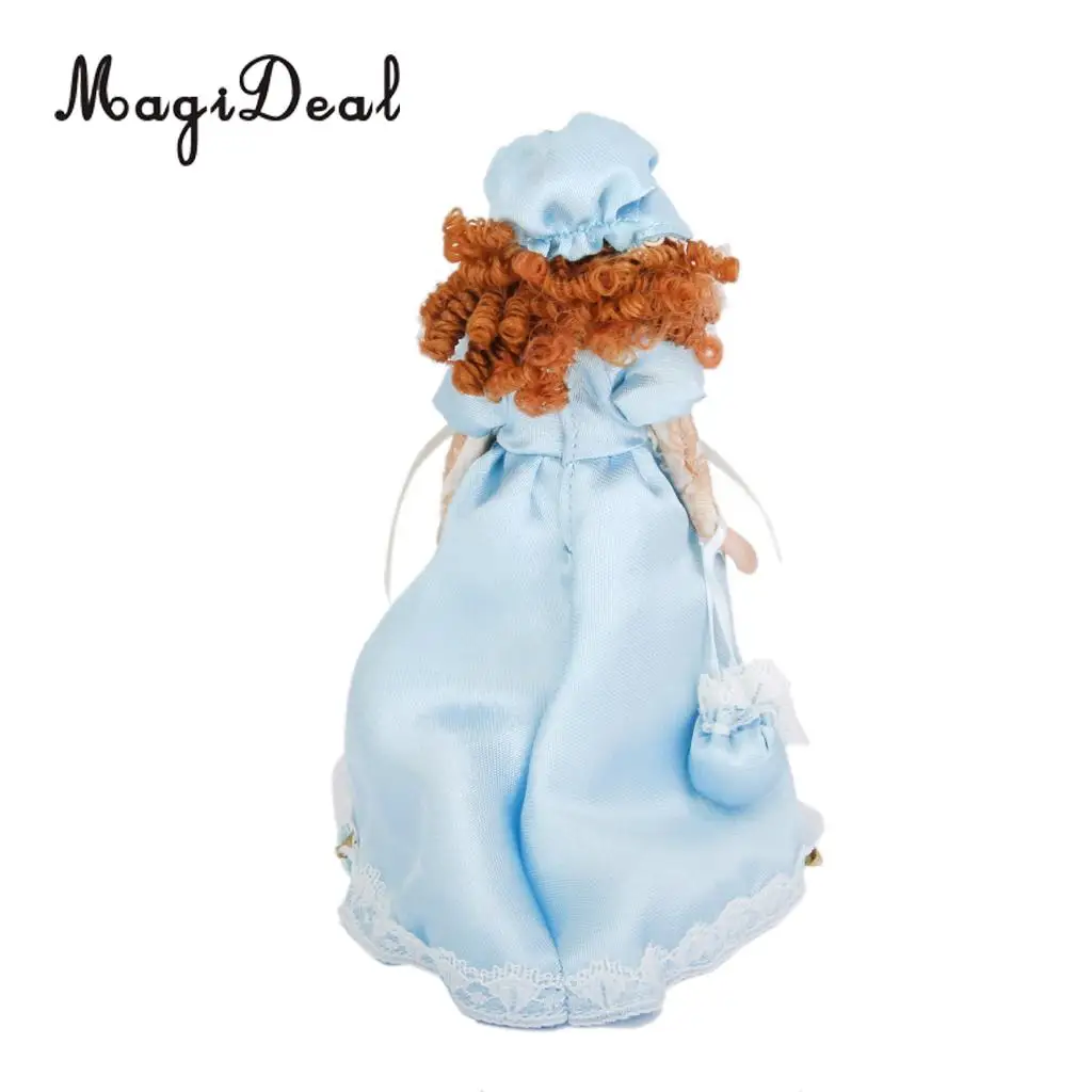 MagiDeal 1 шт. кукольный домик миниатюрные фарфоровые куклы леди в платье и шляпе w/подставка для спальни гостиной дисплей детская игрушка подарок