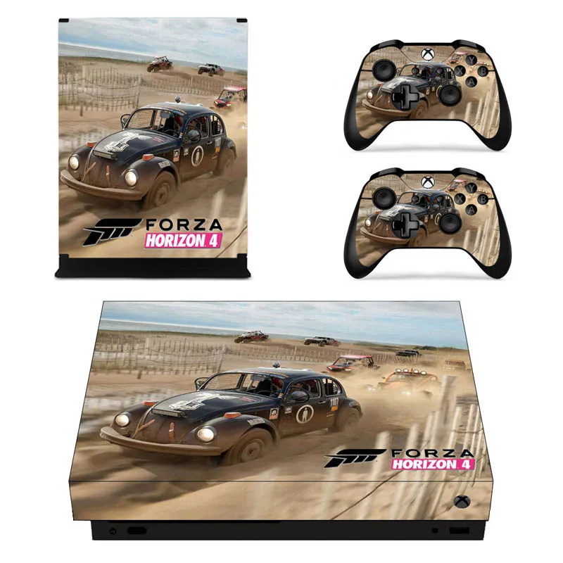 Полный набор лицевых плит кожи наклейки Forza Horizon 4 для Xbox One X консоли и два контроллера