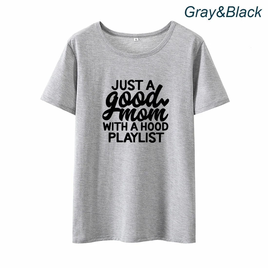 

Just A Good Mom Letter Printed T Shirt Women Short Sleeve Cotton Casual Tee Shirt Femme Black White Tshirt Women Top Dropshippin