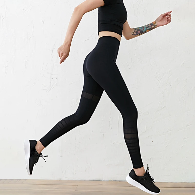 Женские Бесшовные Леггинсы для фитнеса сетчатые штаны йоги спортивные бега