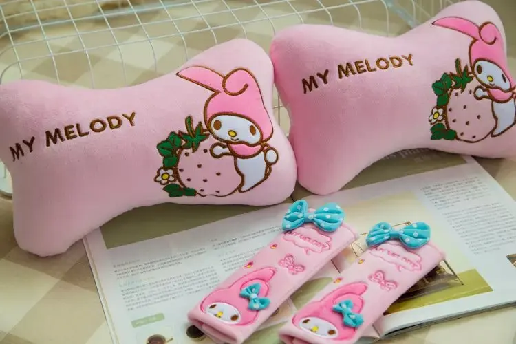 1 пара 27 см милая плюшевая подушка с бантом My Melody для шеи автомобиля чехол ремня
