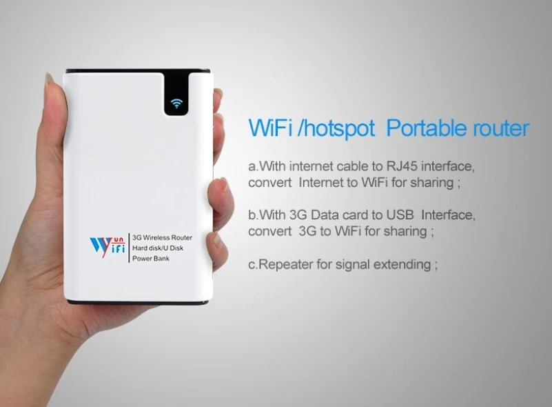 Все в одном Wifi маршрутизатор power bank 6000 мАч батареи RJ45 портов беспроводной сторге