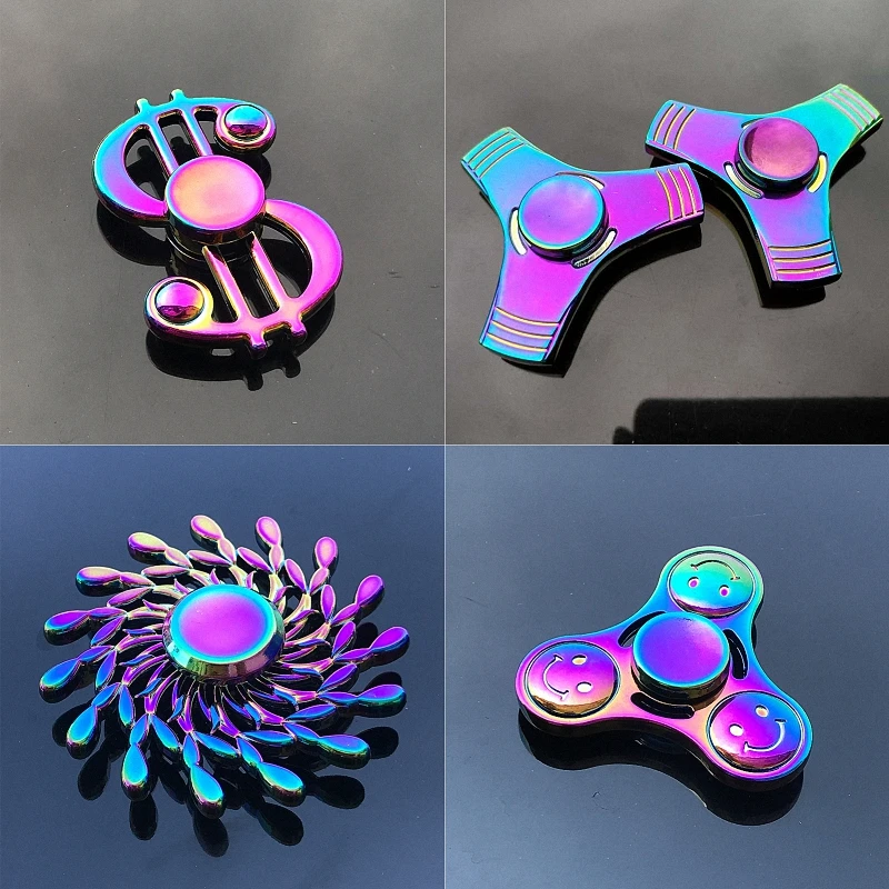 4 варианта взрослых Для Детей Забавные Титан сплав металла EDC руки Spinner Радуга