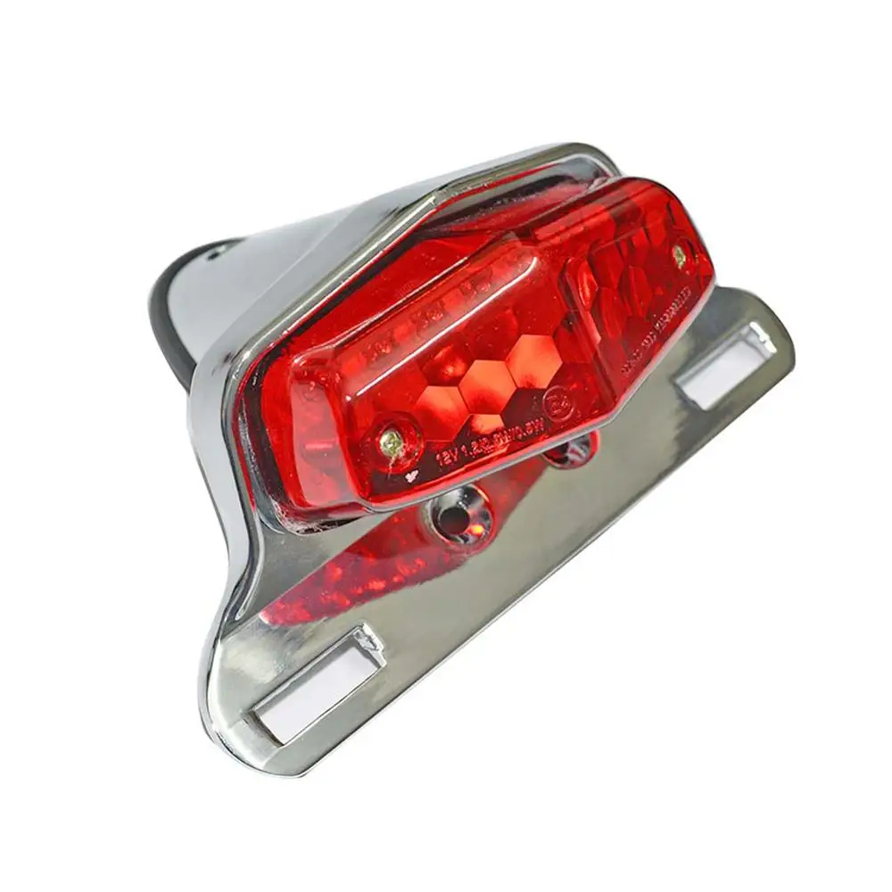 Chrome Red Lens Светодиодный фонарь для мотоцикла для Honda Triumph Bonneville BSA Norton Scrambler Lucas задний фонарь с подсветкой номерного знака - Цвет: Chrome Red Lens