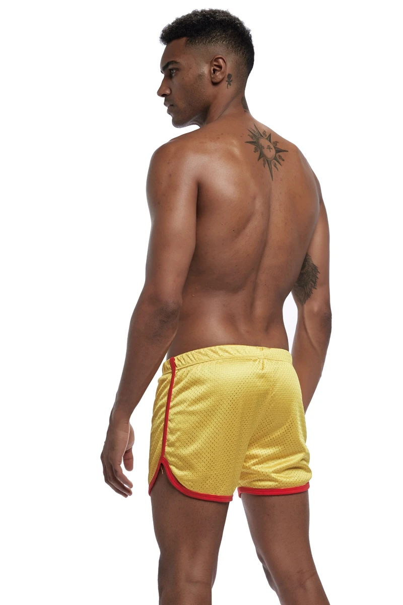 JOCKMAIL сетчатые дышащие быстросохнущие сексуальные мужские пляжные шорты спортивная одежда шорты для геев фитнес тренировки размера плюс M-3XL