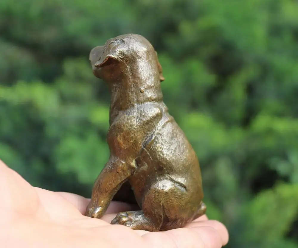 10 см западное арт-деко из чистой бронзы семейное животное собака белая Бигль