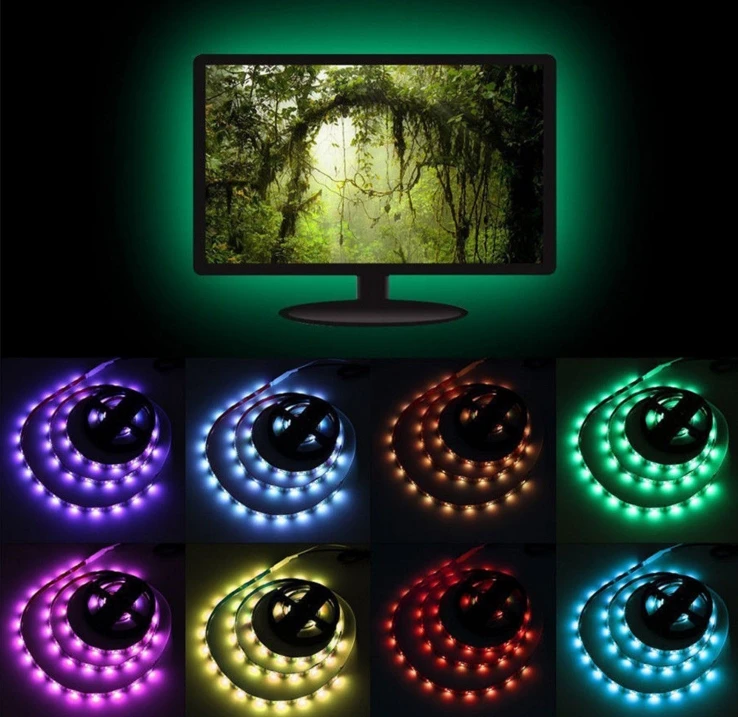 [Seven Neon] Светодиодная лента 60led/m 5V USB 5050 RGB свет ТВ ПК подсветка наборы hook & loop adhensive +