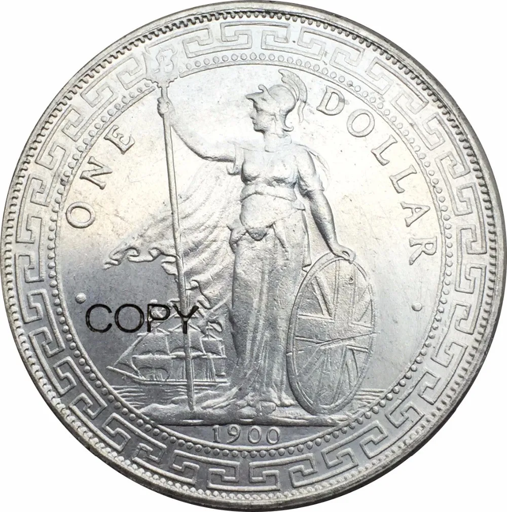 1900 Британский Yi Yuan торговля один доллар торговля COINAGE медная Посеребренная копии монет