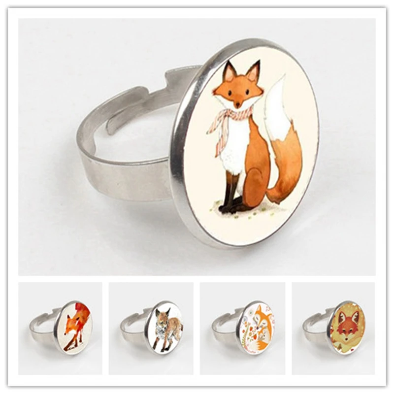 2019 Новое стеклянное кольцо из нержавеющей стали милое с лисой женские модели