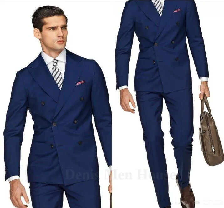 2018 индивидуальный заказ Slim Fit темно 2 шт. Для мужчин S пиджак двубортный костюм