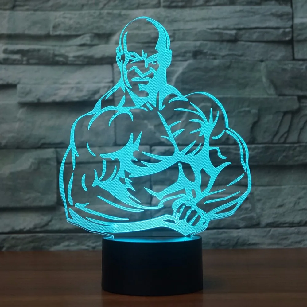 Настольная лампа для бодибилдинга 3D светодиодный светильник 7 цветов меняющий