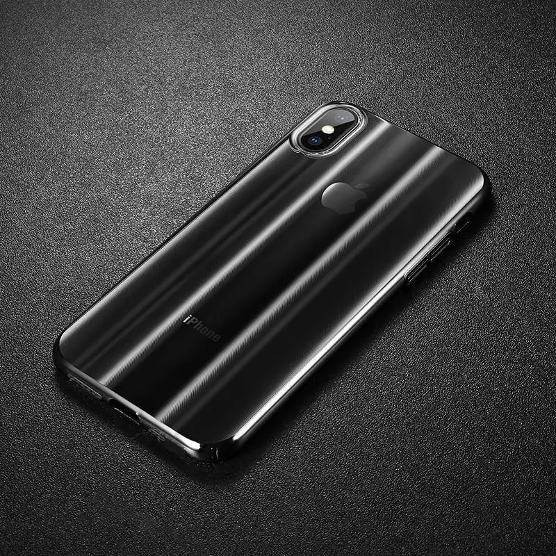 Transparent Black Роскошный чехол Baseus Aurora для iPhone Xs XR Xs Max, градиентный жесткий пластиковый защитный чехол для iPhone Xs, задняя крышка для телефона - Цвет: Transparent Black