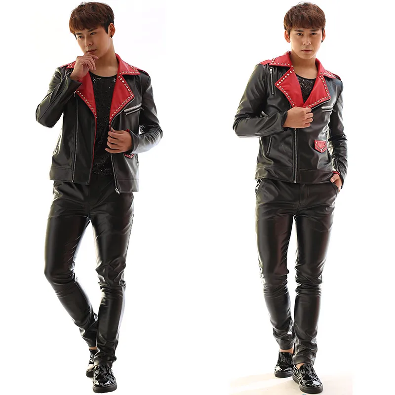 Куртка кожаная мужская черная с заклепками | Мужская одежда