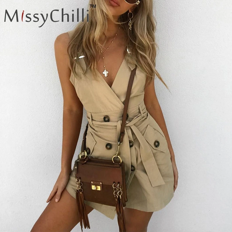 Женское короткое пляжное платье MissyChill винтажное облегающее с поясом на
