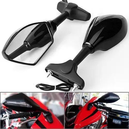 Светодиодные гоночные поворотники заднего вида встроенные зеркала для Honda CBR Suzuki
