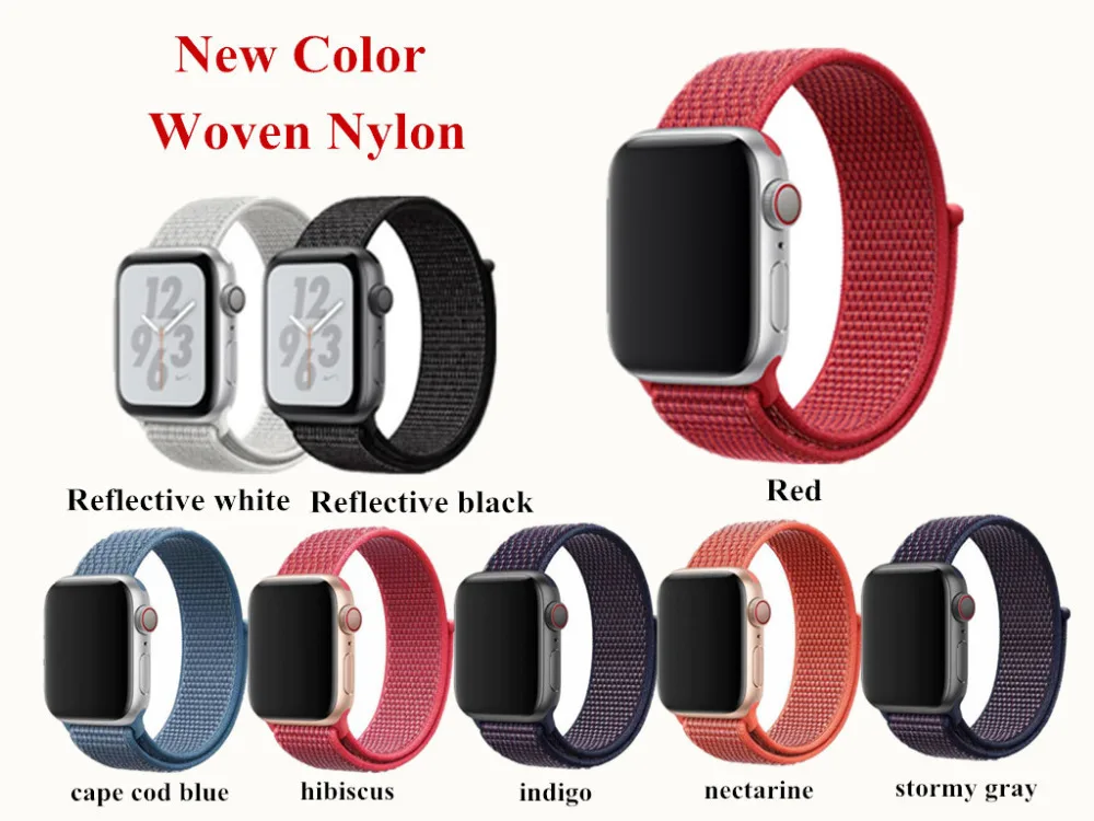 Новый отражающий Спортивная петля для Apple Watch группа 42 мм 38 40 44 тканые нейлоновый