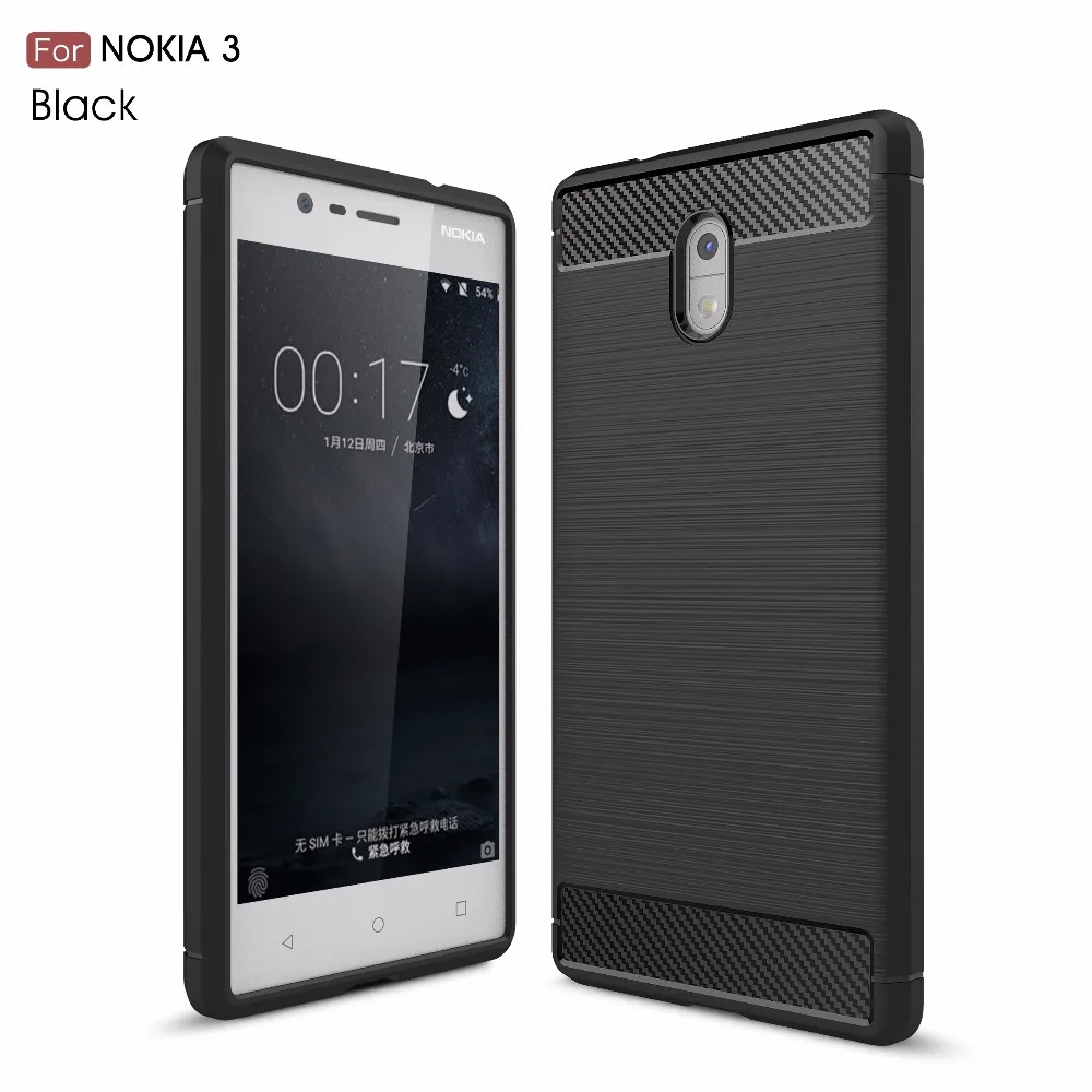 Чехол для Nokia 3 Углеродного Волокна Текстуры Щеткой Силикона Мягкой Обложке ТПУ