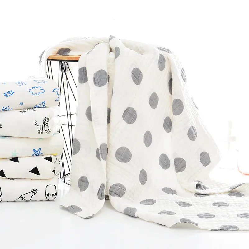 

110*110cm Soft Cotton Class A 3/6-Layer Muslin Gauze Towel Infant Bath Towel Baby Blanket Swaddle Baby Bath Towel