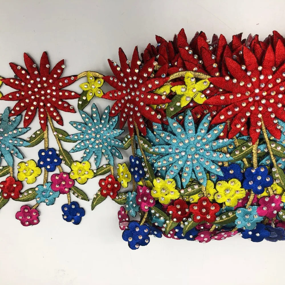 5 ярдов винтажный красочный вышитый мотив кружева Нигерия Венеция отделка