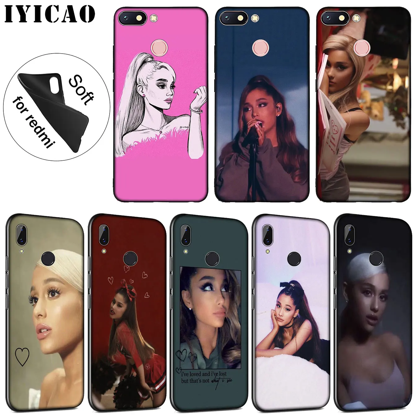 IYICAO Sexy hot Ariana Grande Ultrathin Novelty Fundas Soft Case for Xiaomi Redmi K30 K20 8A 7A 6A 5A S2 GO Note 8 8T 7 5 6 Pro |