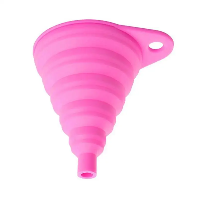 Pink 1 шт Мини Складная воронка силиконовая Складная воронка складной портативные лейки быть повешены бытовой Дозирования Жидких Кухня инструменты - Цвет: Pink