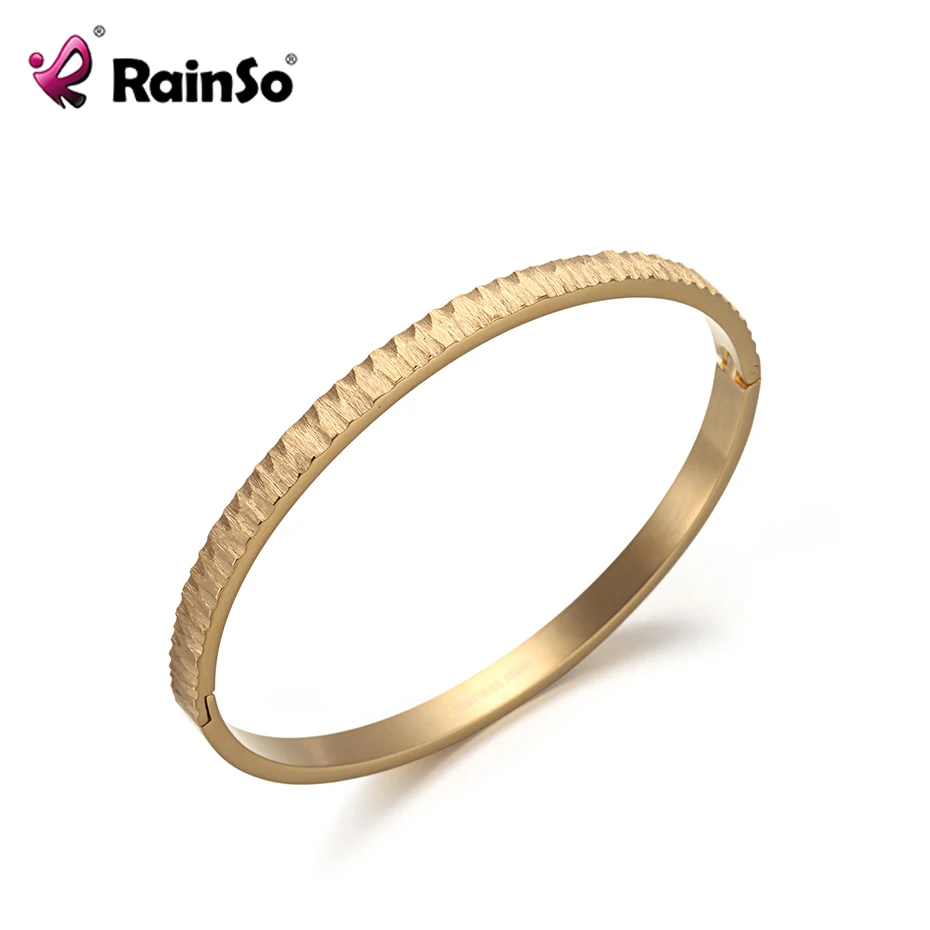 Rainso 316L нержавеющая сталь шарнирный браслет для женщин Crag дизайн в IP золотой цвет
