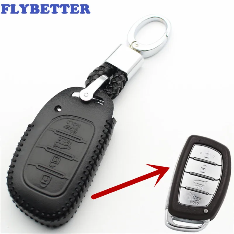 FLYBETTER чехол для смарт ключей с 4 кнопками из натуральной кожи Hyundai
